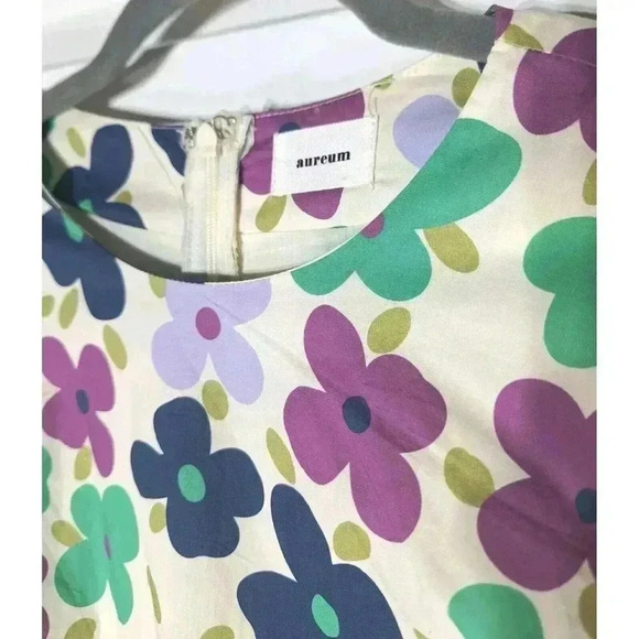 Aureum Ruched Sash Floral Mini Multicolor Dress Size Medium - Picture 4 of 8